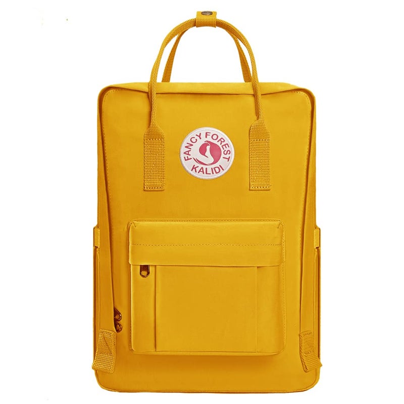 KALIDI Casual Laptop Backpack 15 Inches Classic Camping Rucksack Travel Outdoor Square Daypack College Hiking Gym Bag, Yellow - Image 1